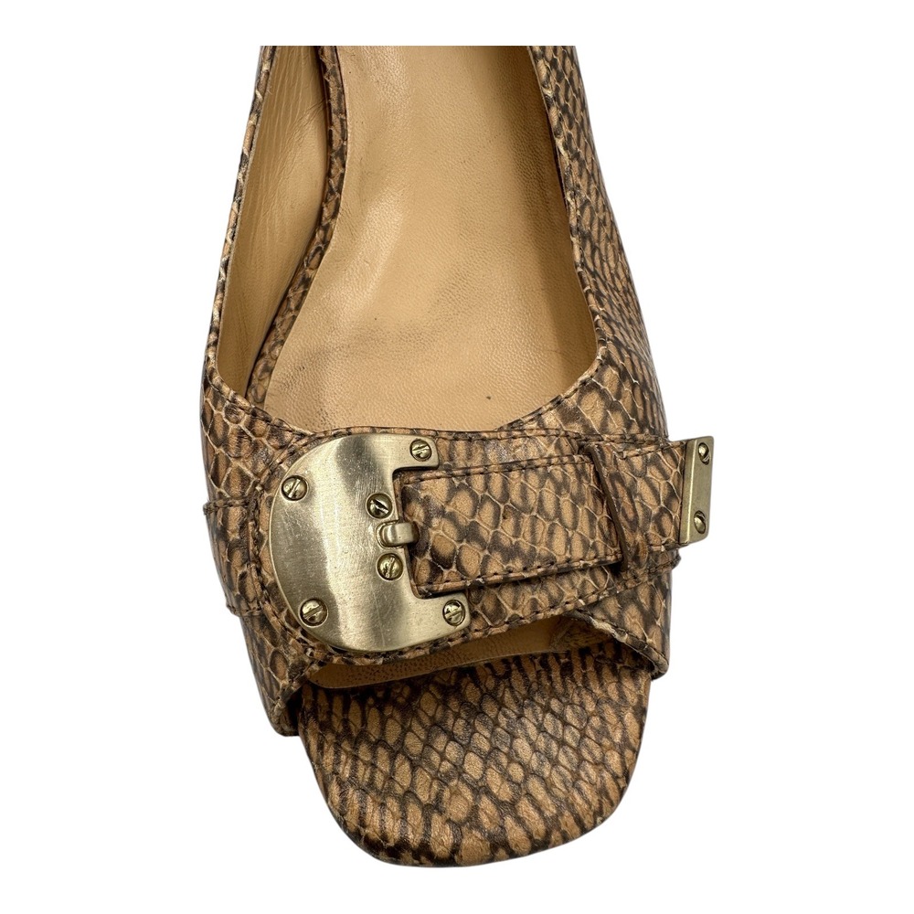 Cole Haan Womens Slingback Heels Snake Print Buckle Peep Toe Size 8.5B - Picture 4 of 15